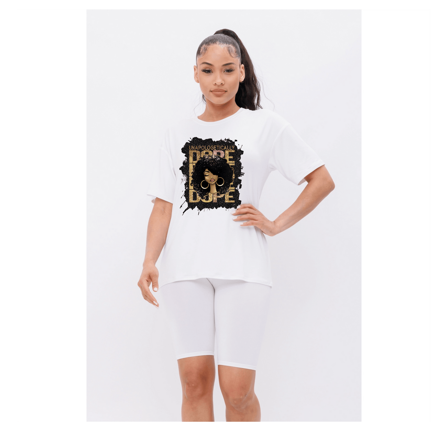 Round Neck Basic T-Shirts Top and Bike Shorts Set